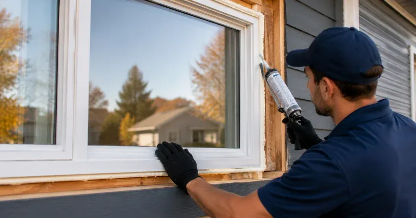 technician installing a new vinyl window in Niagara Falls