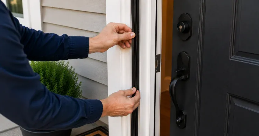technician performing light test on door seal in Fallsview, Niagara Falls