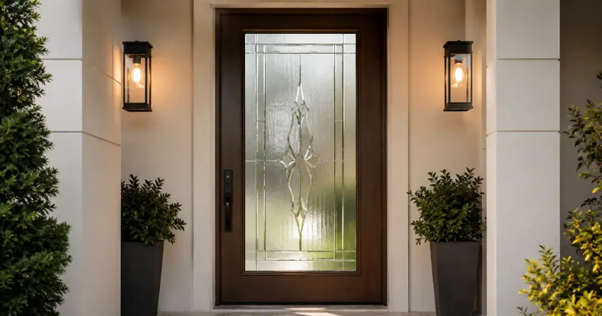 decorative frosted glass panel installed in a front door in Morrison, Niagara Falls