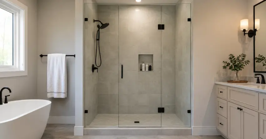 new frameless glass shower door installed in Fallsview, Niagara Falls