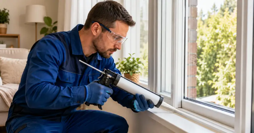 technician repairing window seal and frame in Grassybrook, Niagara Falls