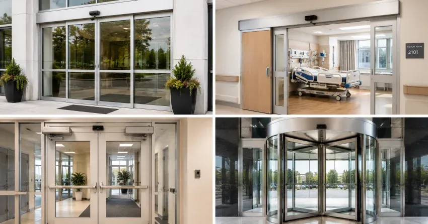 automatic door services technician completing system diagnostic in Niagara Falls